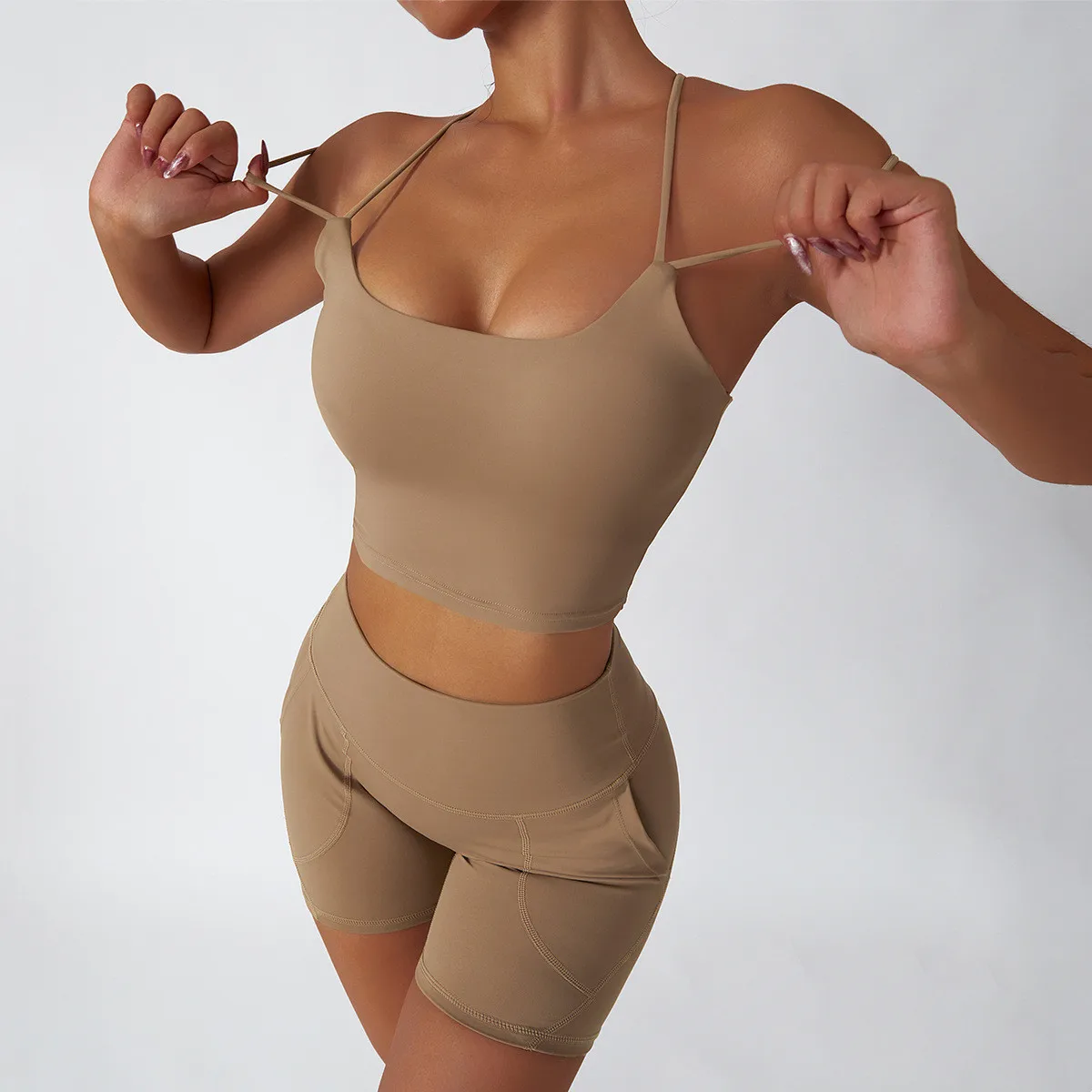 Mowin Recycled Fabric Cross Back Crop Top Women Gym Yoga High Impact Sports Bra