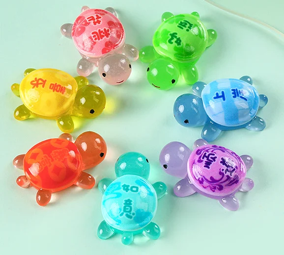 Custom gift small animal statue XMAS  luminous glowing turtle with words garden decoration resin figurines for blind lucky bag