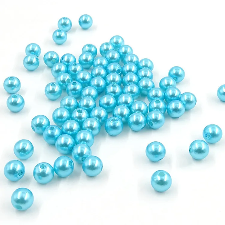 Sew-on 58 Colors 3mm 4mm 5mm 6mm ABS Pearl Plastic Perforated Round Pearl For Garment Decoration