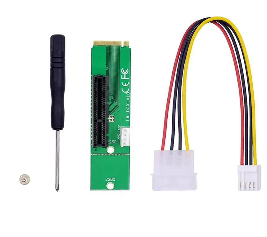 PCI Express PCI-E 4X to NGFF M.2 PCIe Riser Card X4 to M2 Key M Adapter with LED Voltage Indicator for Crypto Mining
