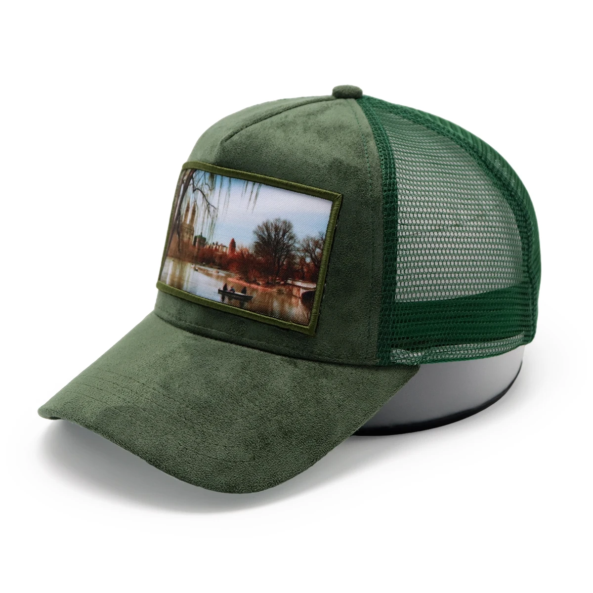 Own Photo Sublimation transfer print patch Logo furry fluffy suede velvet caps Custom Personnalisable Trucker Hat 5 panel mesh