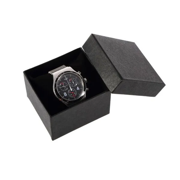 Custom matte black watch packaging box paper with pillow cardboard strap jewelry gift lid and base color boxes with brand name