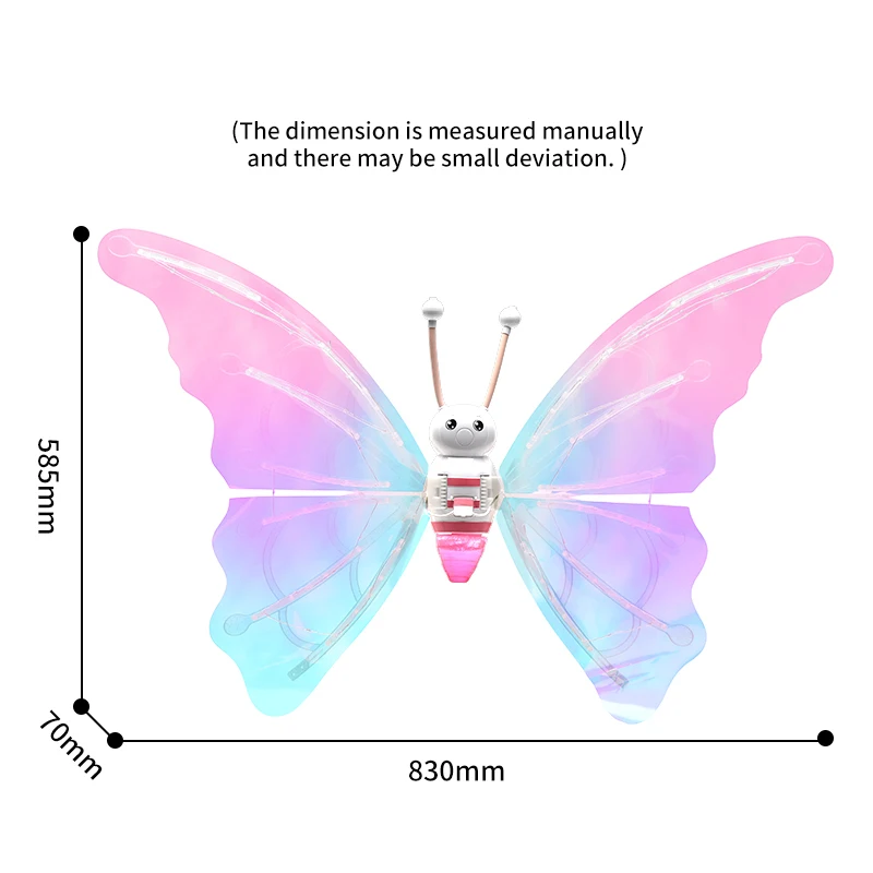 New design kids butterfly wings battery operated toys with music led fairy wing birthday gift for girls