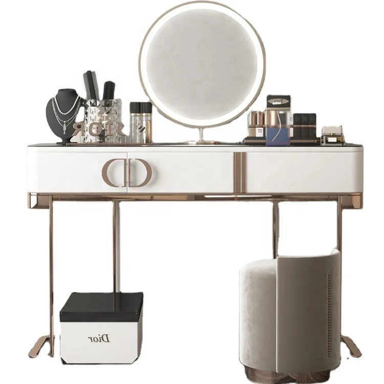 Best Selling Light Luxury Mirror Vanity Dressing Table Bedroom Furniture Decorations With Drawer Divider Dressing Table