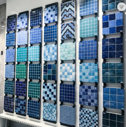 Hotel bright solid color ceramic tile of blue mixed swimming pool mosaic different kinds