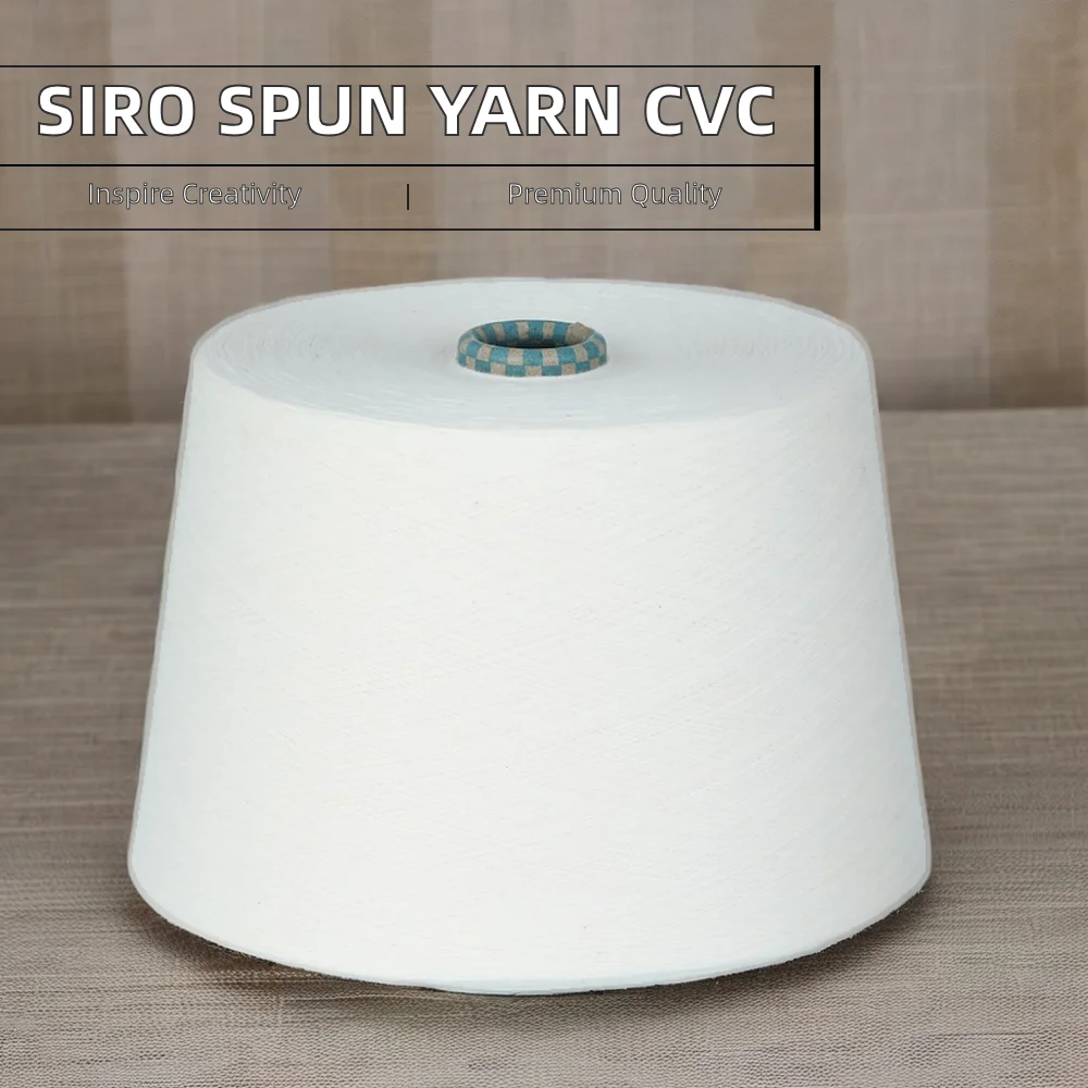 Combed cotton compact Siro spinning CVC50/50NE30/1 and 40/1, 45/1 worsted yarn for knitting and weaving, bleaching and dyeing
