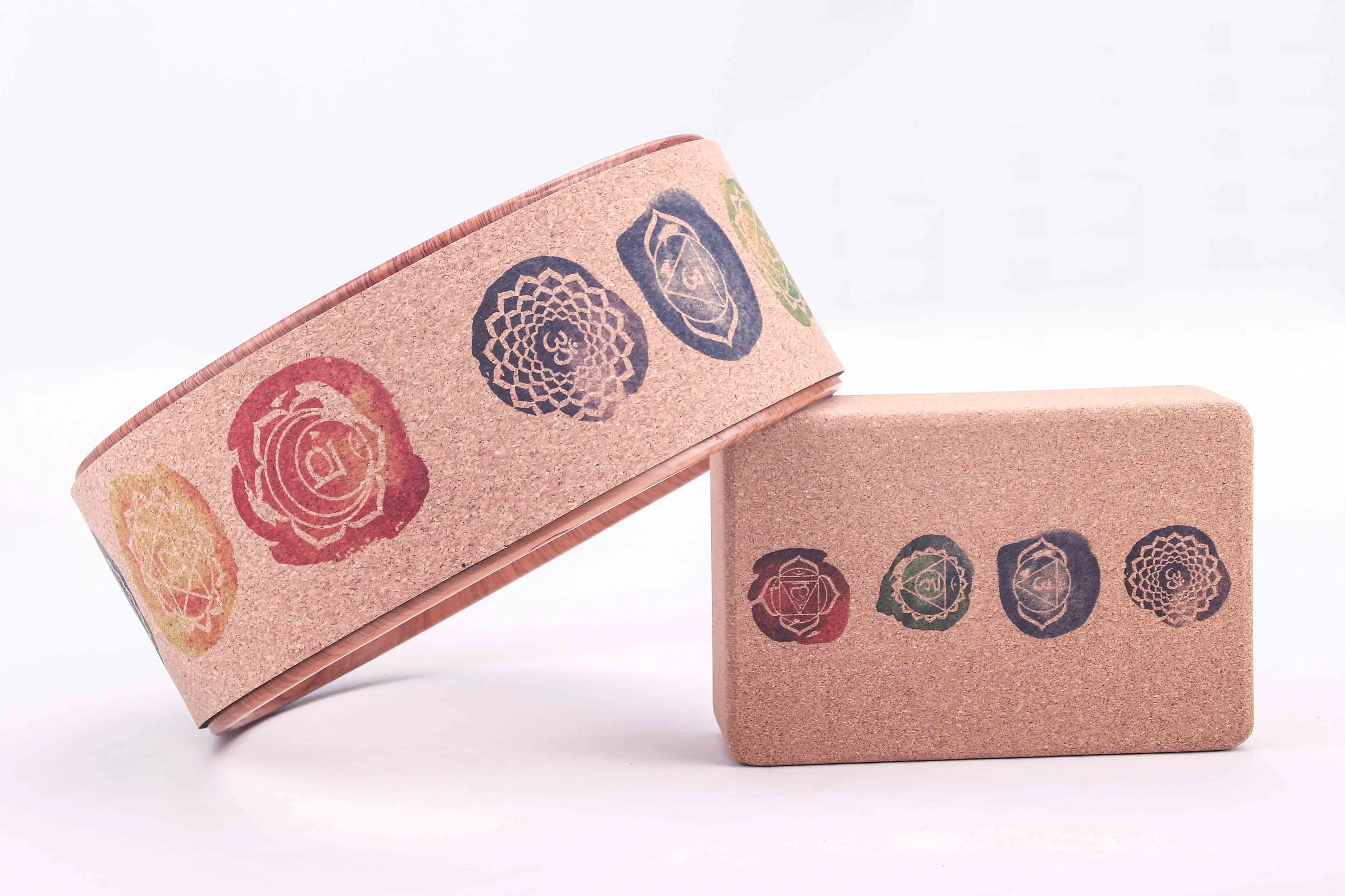 Wholesale Eco Friendly High Density Training Cork Yoga Foam Blocks Cork Yoga wheel cork Yoga block set
