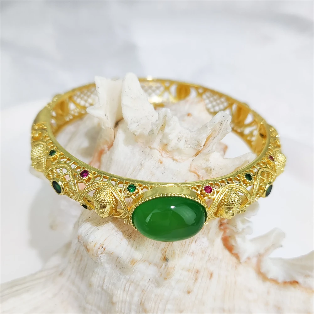 High quality jewelry wholesale dainty gemstone natural green aventurine rose quartz bangles real jade stone bangle for women