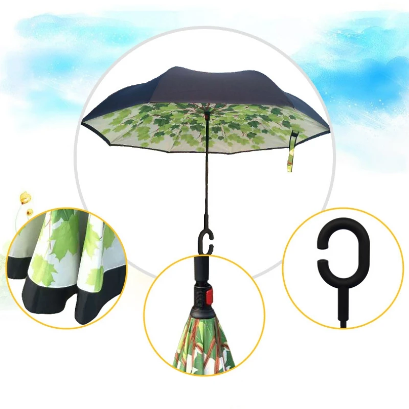 Upside Down Umbrella Automatic Open Close 150cm Large Size Sun Uv Windproof Custom Umbrellas With Painting