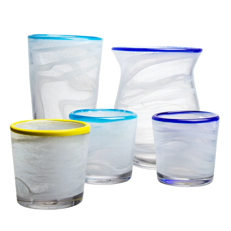 
White and Blue Custom Novelty Antique Solid Color Glass Vase 