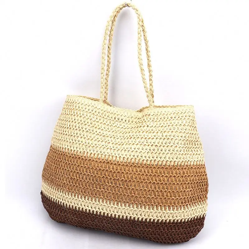 Factory customization women summer natural raffia straw bag rattan woven handbag woven straw bag