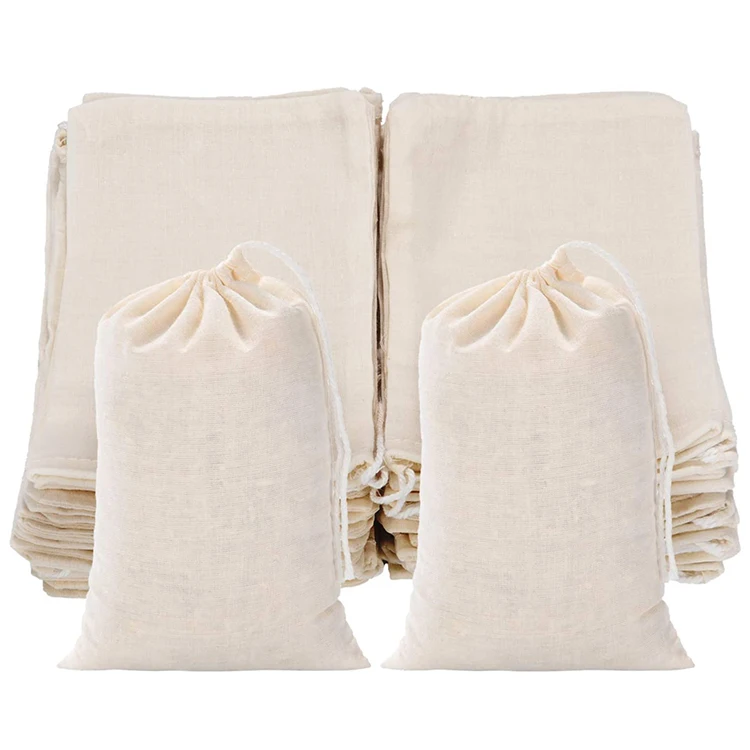 Classical various plain custom size storage cotton canvas bag drawstring sack cotton drawstring pouch Spice storage bag