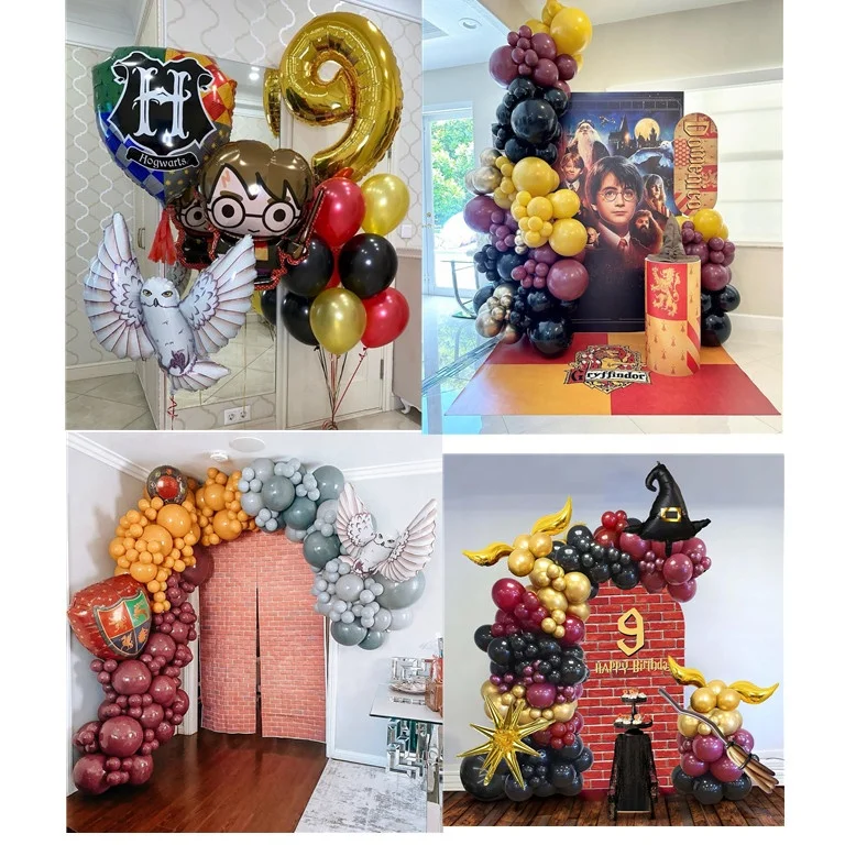 Wizarding world magic theme tableware cake topper Balloon Arch Garland kit for kid girl boy birthday Party Anniversary decor