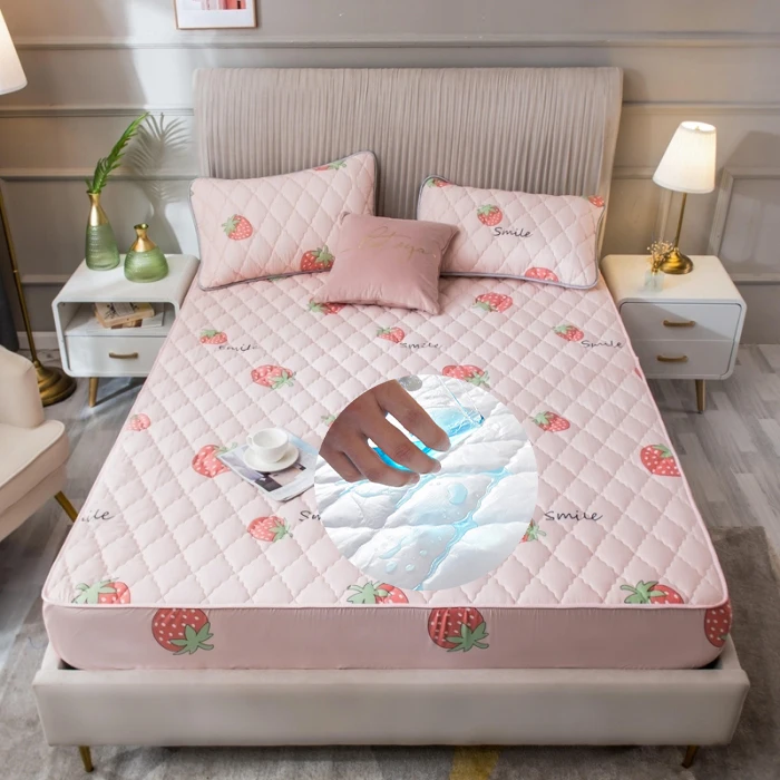 Водонепроницаемый стеганый матрас из поликоттона с принтом защитное покрытие с фиксированным покрывалом
