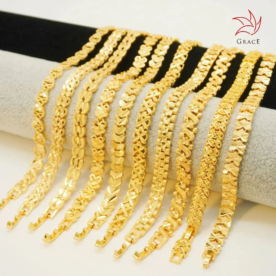 Grace Popular 18K/24K Gold Plated Adjustable Bracelet fine chain & link bracelets Fashion Jewelry Bracelets Unisex For Daily