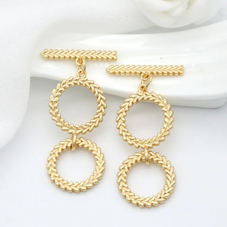 
New Design Necklace Bracelet Fashion Accessories Manufacturer Brass 14K Gold Plated OT Toggle Clasps for Jewelry Making 