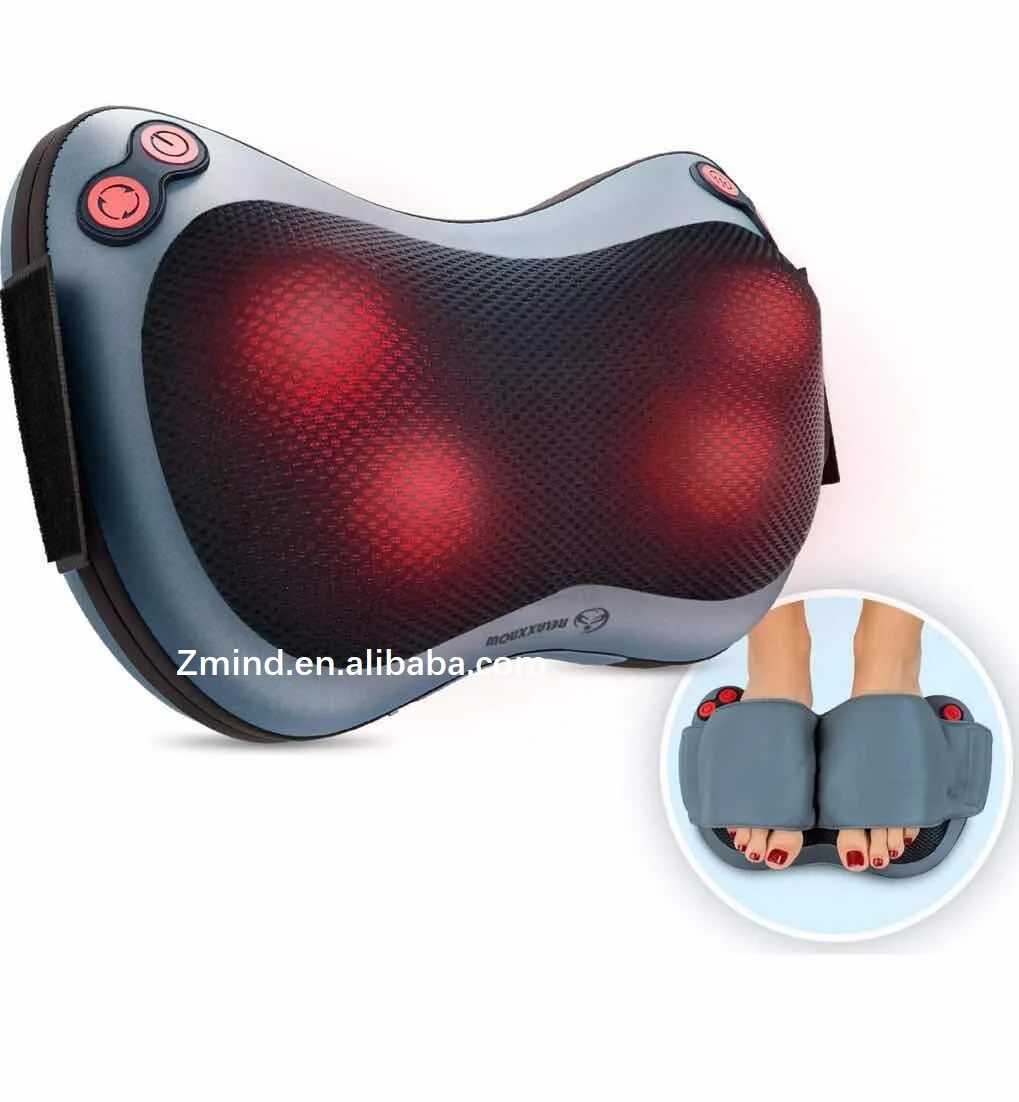 zmind 3-in-1 shiatsu neck and back massager pillow with acupressure mat and pillow massage set for back