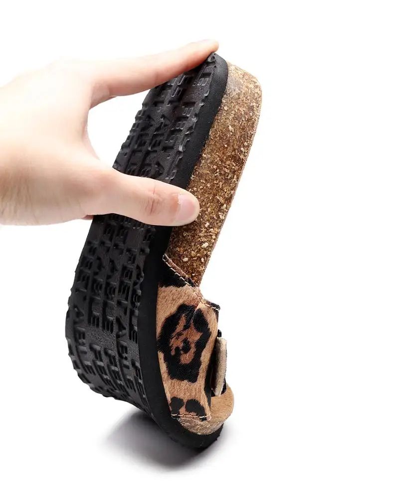 Custom Oem Women Cork Flat Slippers Summer Beach Indoor Outdoor Shoes
