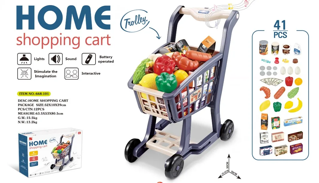 kids plastic supermarket mini shopping trolley cart toy  pretend play house toy