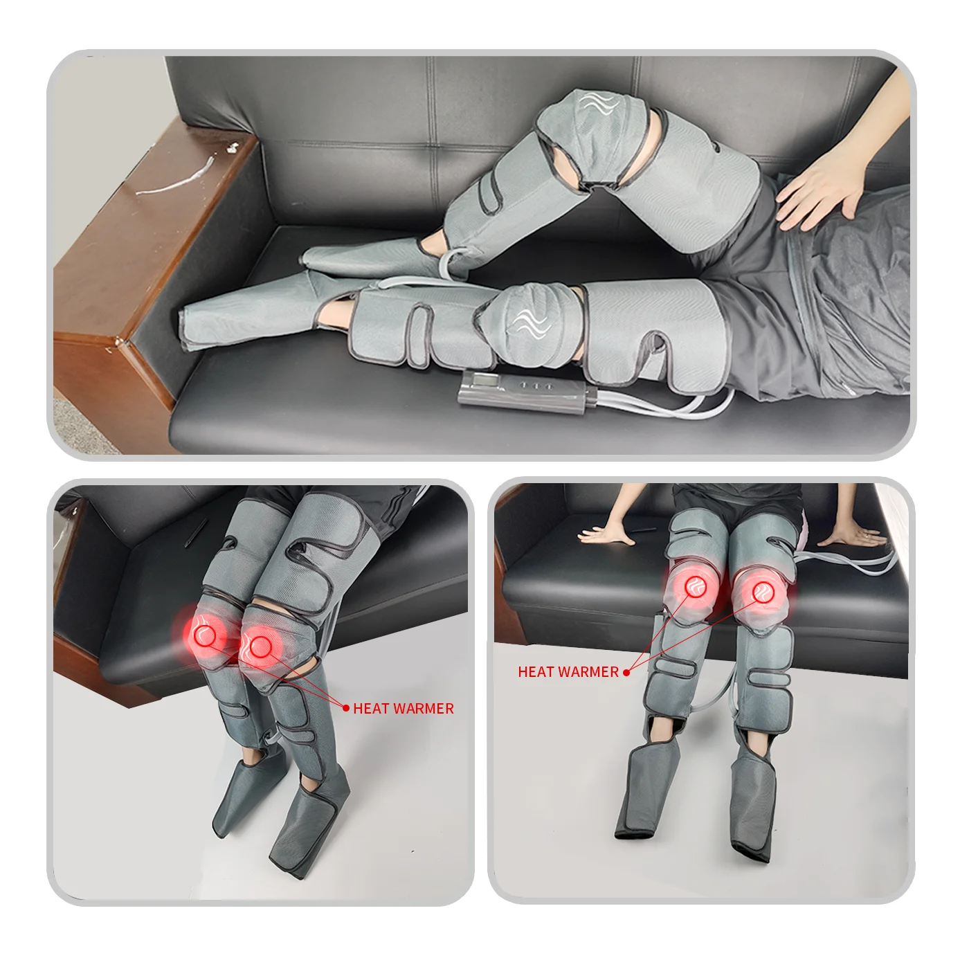 Air Wave Massager Pressure Physiotherapy Instrument Pneumatic Circulation Air Pressure Leg Massager with Knee Heat