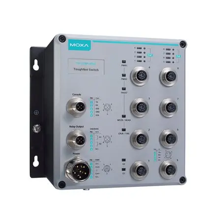 MOXA TN-5500A EN 50155 8- to 18-port Ethernet switches with up to 8 PoE ports and up to 2 Gigabit Ethernet ports