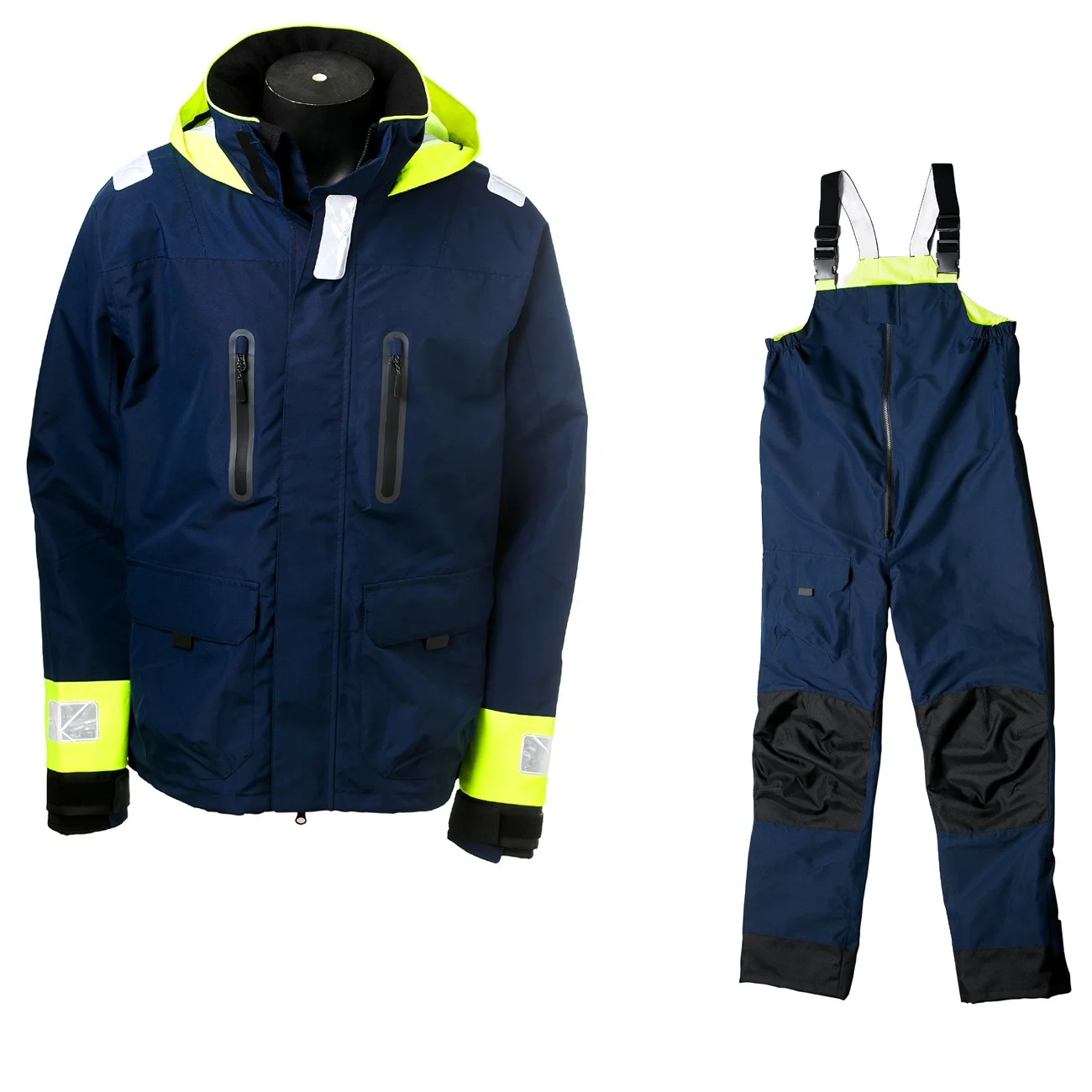Waterproof Windproof 2 layer Fabric Offshore Sailing Jacket and Bib Pant Hi-vis Coastal Jacket