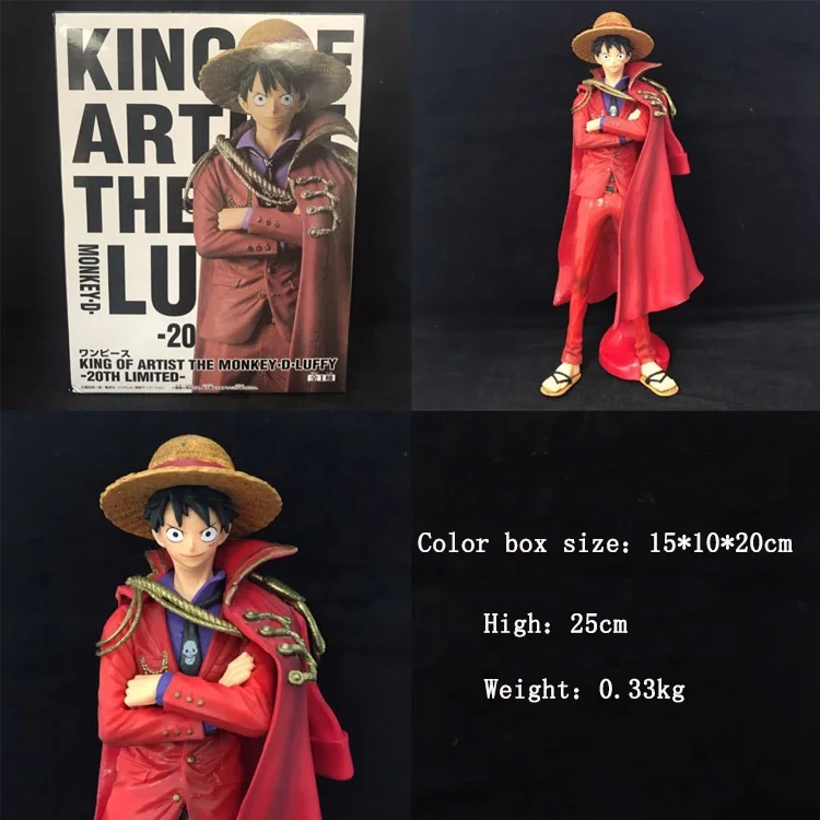 One Piece Art King 20th Anniversary Anime Pvc Figure Red Cloak King One Piece Monkey D Luffy Collectible Model 27cm