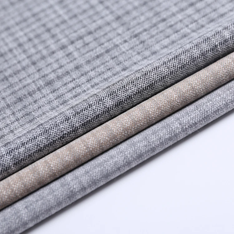 gingham slub rayon/polyester elastic TR yarn dyed woven check stretch fabric for suits