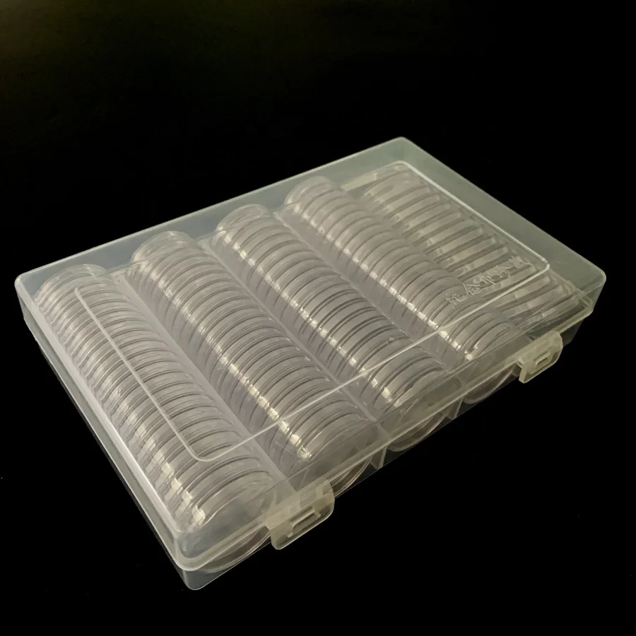 Collection protection box professional for COINS pccb plastic coin holder with 100  coin capsules   Universal size
