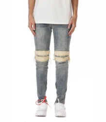 Мужские узкие байкерские джинсы, синие модные облегающие эластичные джинсы на молнии