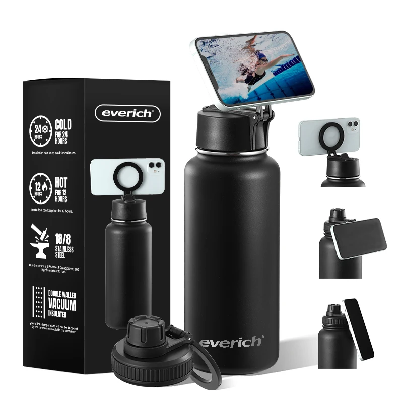 Magsafe water bottle 32oz Magnetic Stainless Steel Gym Bottles for Men Insulated Thermos Coldest Water Bottle for iPhone