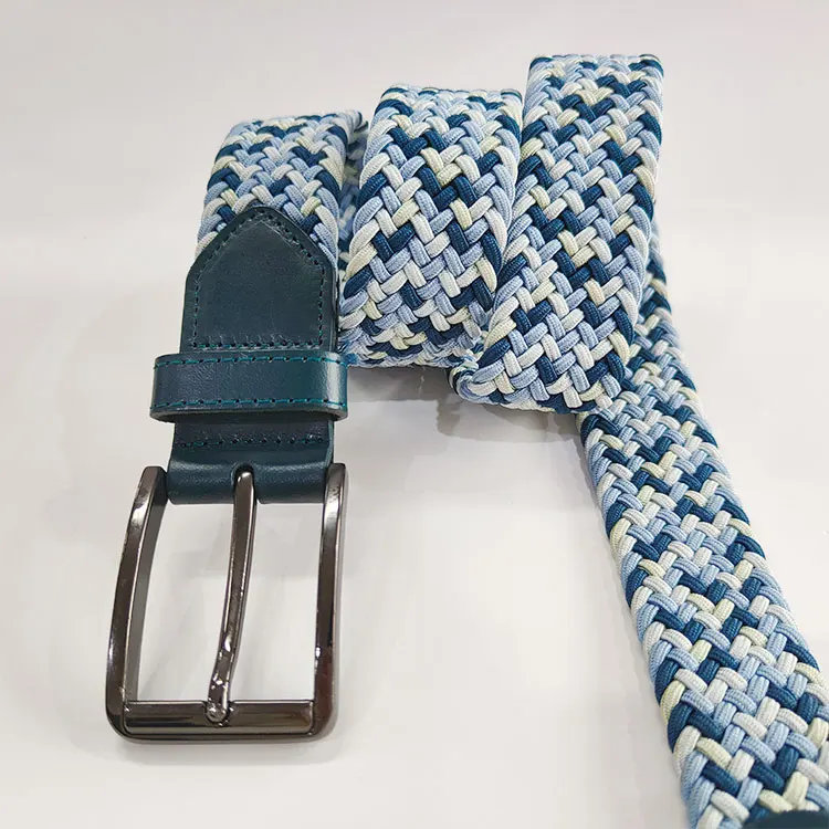 Плетеные эластичные ремни унисекс в стиле гольф для отдыха плетеные с верхним кожаным ремнем из полиэстера