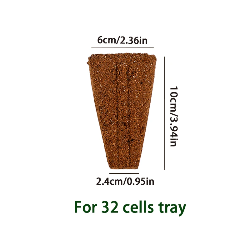32-Cell Factory Nursery Tray with Coco Coir Peat Soil for Cutting Seedling & Vegetable Plant Culture Plug & Lid Included