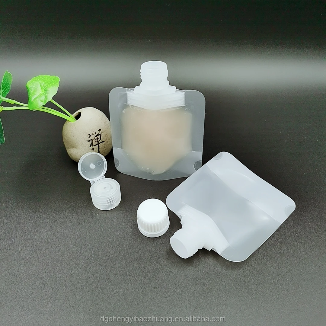 In Stock Popular Portable Doypack With Spout Bag Transparent Frosted 30ml 50ml 100ml Liquid Cosmetic Packaging Spout Bag