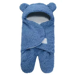 Extra Soft Cute Newborn Baby Boy Blanket Lambswool Plush Unisex Baby Swaddle Wrap Jumpsuits Sleeping Bags