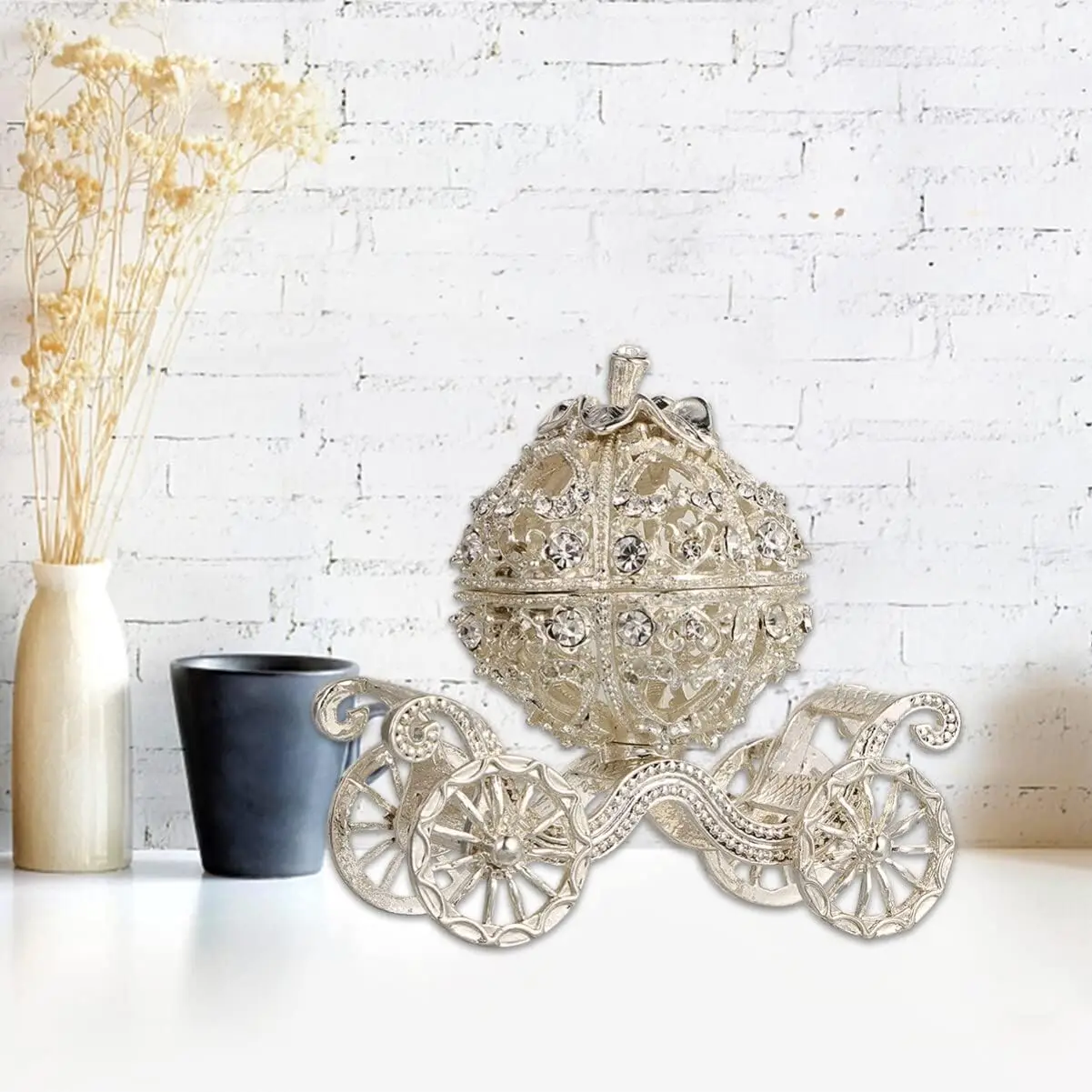 Metal Royal Cinderella Pumpkin Horse Carriage Jewelry Case Furnishing Decoration