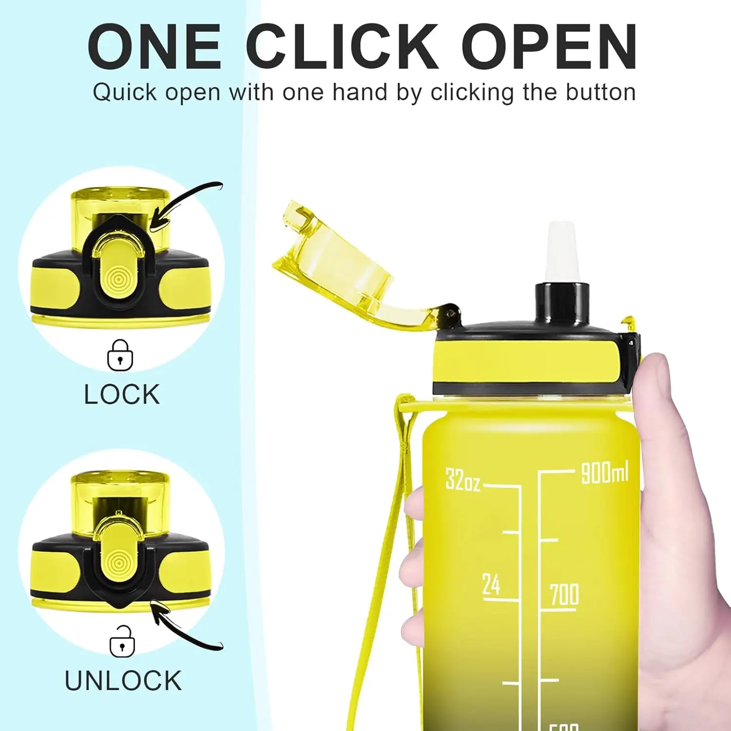 GoalFit 2024 Fashion Customized 30oz Water Bottle Colorful Plastic with Sling and Straw for Direct Drinking for Travel