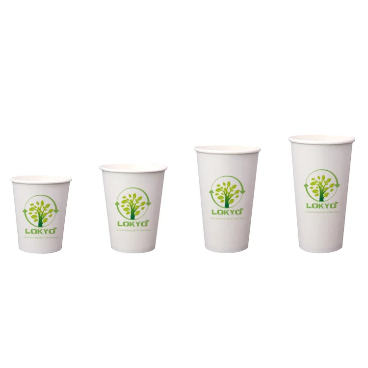 LOKYO custom 4oz 8oz blanks white compostable biodegradable water plastic free tea eco-friendly paper coffee cups