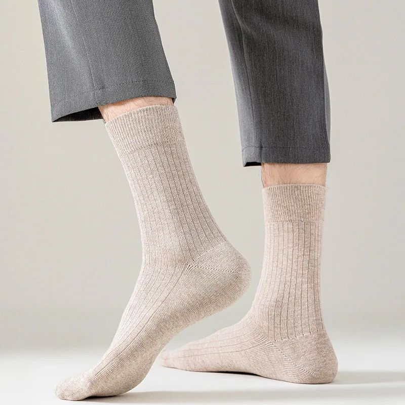 wholesale cotton ribbed socks thick custom solid color comfortable dress business socks