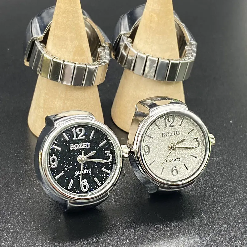 Finger Ring Watch  Round Dial Elastic Quartz Antique Finger Ring With Watch Mini Size Gift for Student