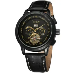 Build your brands jaragar designer genuine leather automatic watch oem custom logo tourbillon mechanical men watches