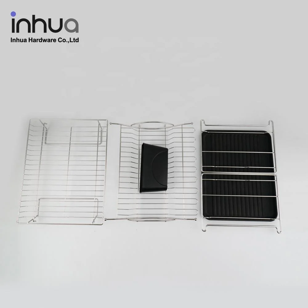 
Large capacity storage dish rack iron double-layers assembly dish drying rack with red wine holder for kitchen 