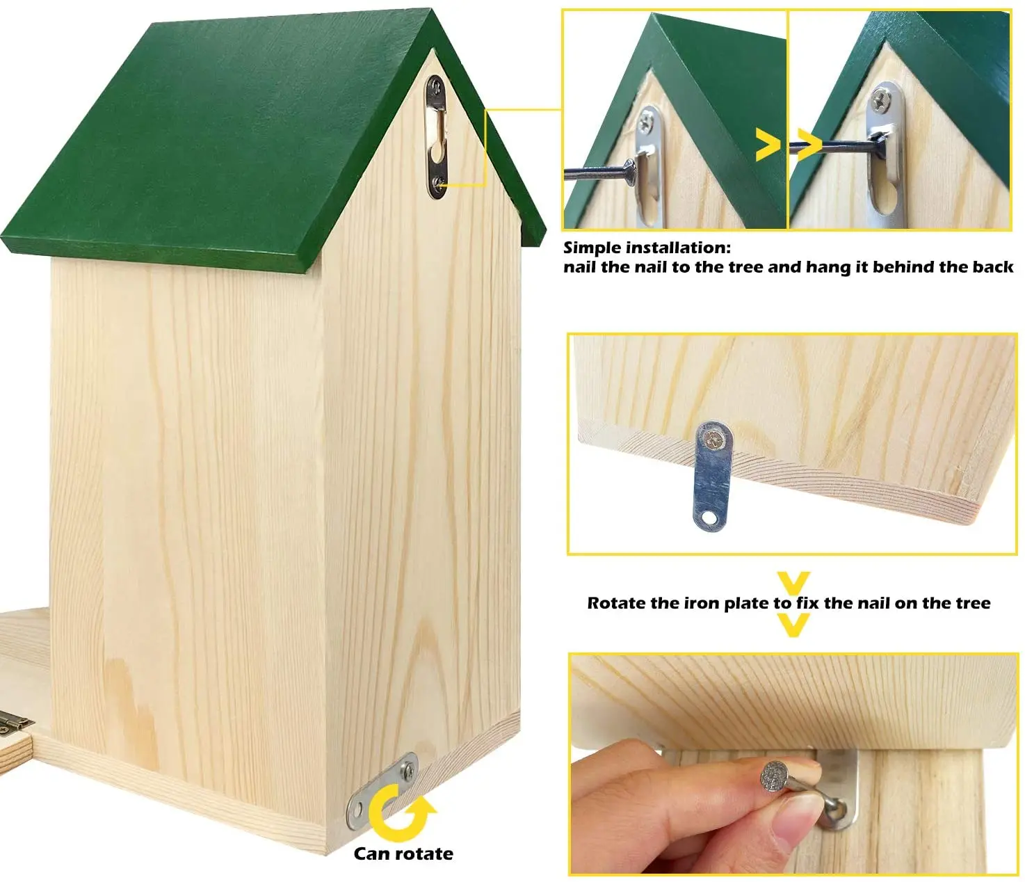 Multi-functional Solid Structure Wooden Squirrel Feeder Box / Feeding House with Cup