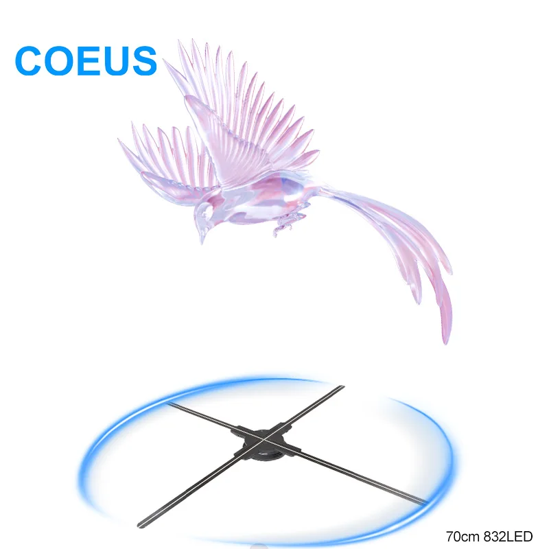 COEUS с высоким разрешением 70 см 832LED видео библиотека и дистанционный проектор свет 3D светодиодный вентилятор рекламная машина для дисплея