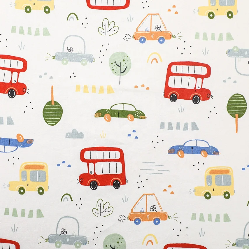 Wholesale Soft Hand Feel Pure Printed Cotton with Car Designs
