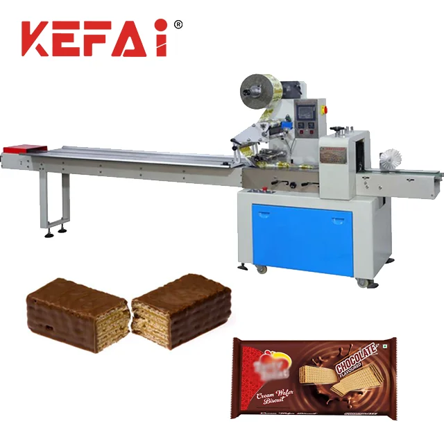 KEFAI Atomatic Horizontal Pillow Bag Wafer Bars Biscuit Cookie Flow Wrapping Packing Machine