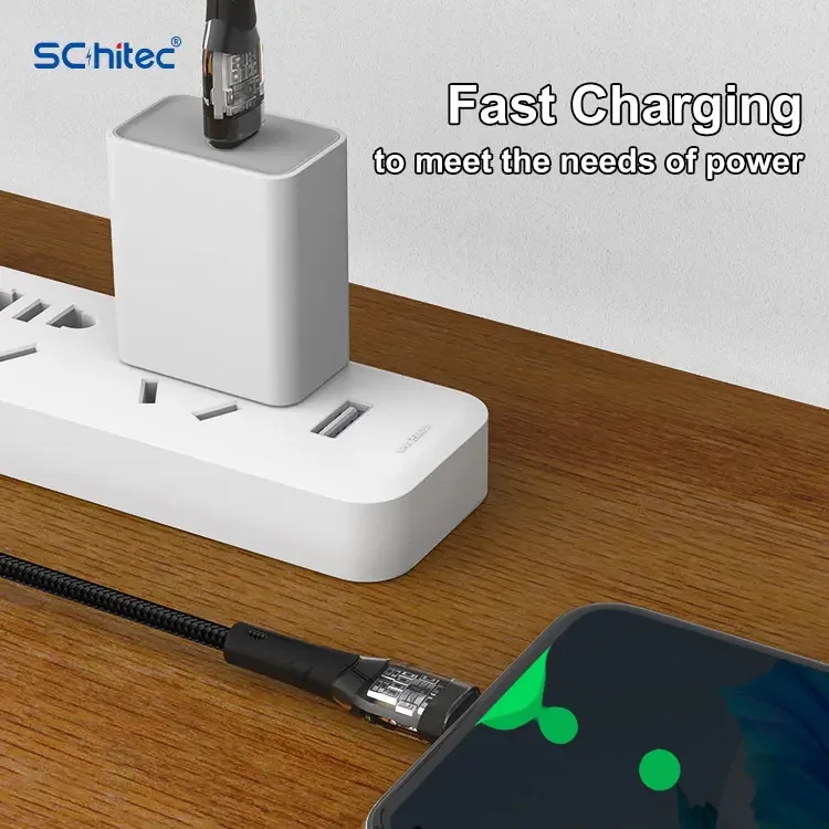 Schitec ISO9001 verified supplier 3ft 6ft 10ft fast charging durable braided type C cable USB wholesales
