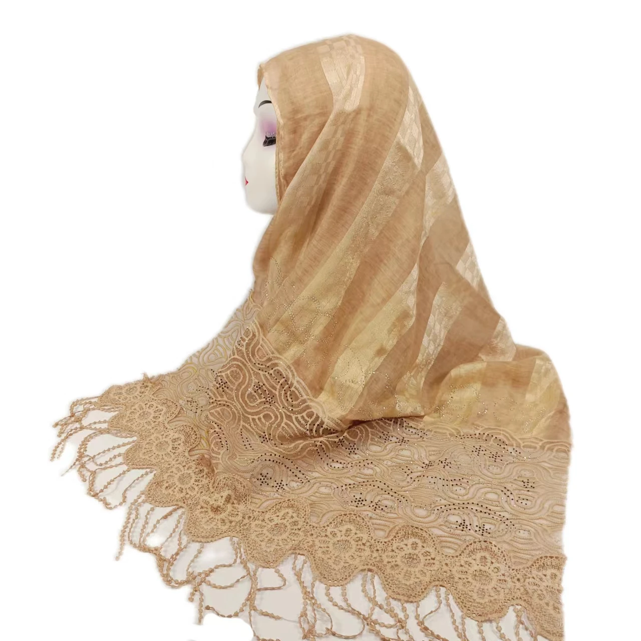 Low Price Silk Transparent Cotton And Linen Solid Lace Colored Pearl Dubai Malaysia Flower Hijab Scarf
