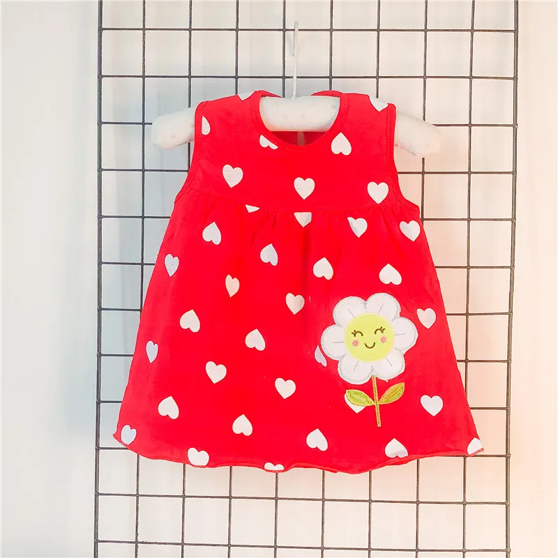 
over 30color 0-1year Summer 100% cooton Baby Dress /girl baby Sleeveless flower print dress clothes toddle baby girl Dress 