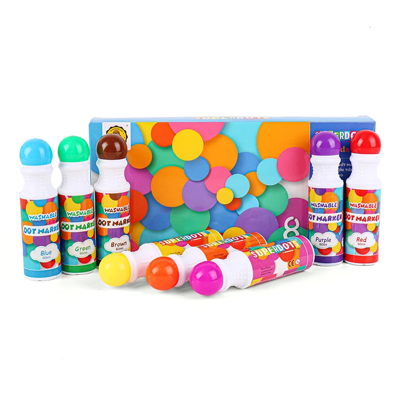 OEM 18mm Nibs 60ml Dot Marker Washable Paint Brush Pen Bingo Dabber Art Markers for Kids Drawing Toys